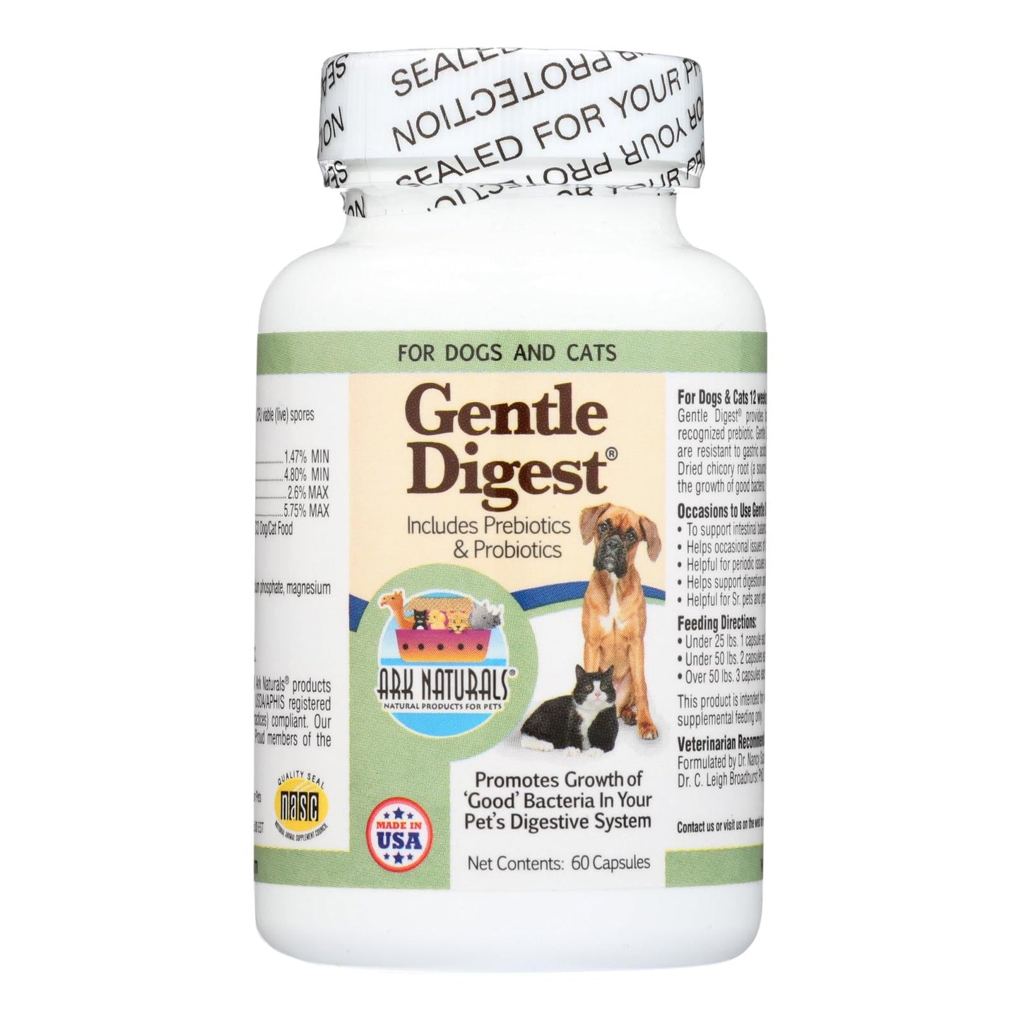 Ark Naturals Gentle Digest for Dogs and Cats, 60 Capsules