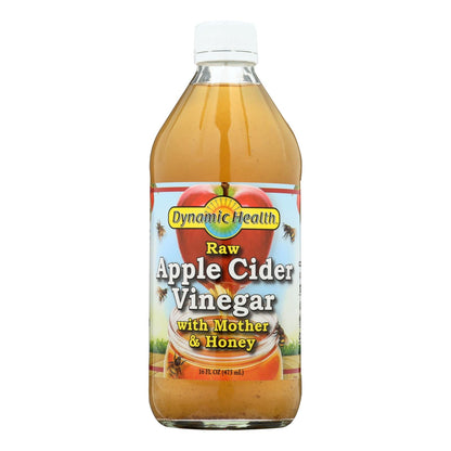 Dynamic Health Apple Cider Vinegar with The Mother and Honey - 16 Oz Glass Bottle