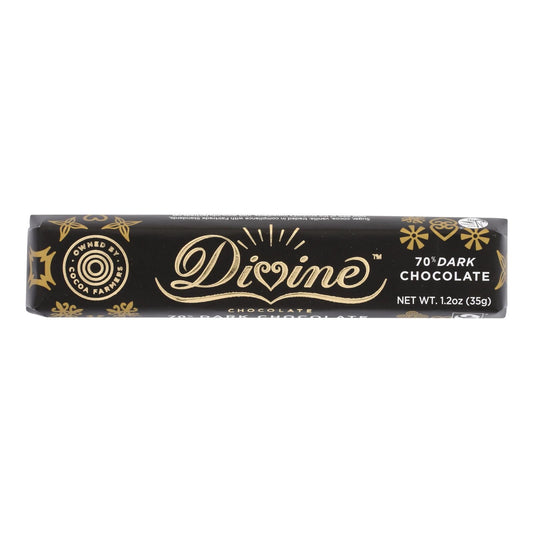 Divine Dark Chocolate Snack Bar (Pack of 18) - 70% Cocoa, 1.2 Oz Each