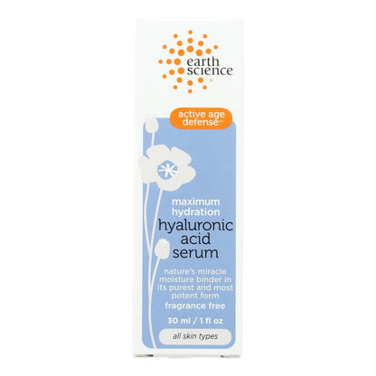 Earth Science Hyaluronic Acid Serum: Hydration Boost for Glowing Skin (1 Oz.)