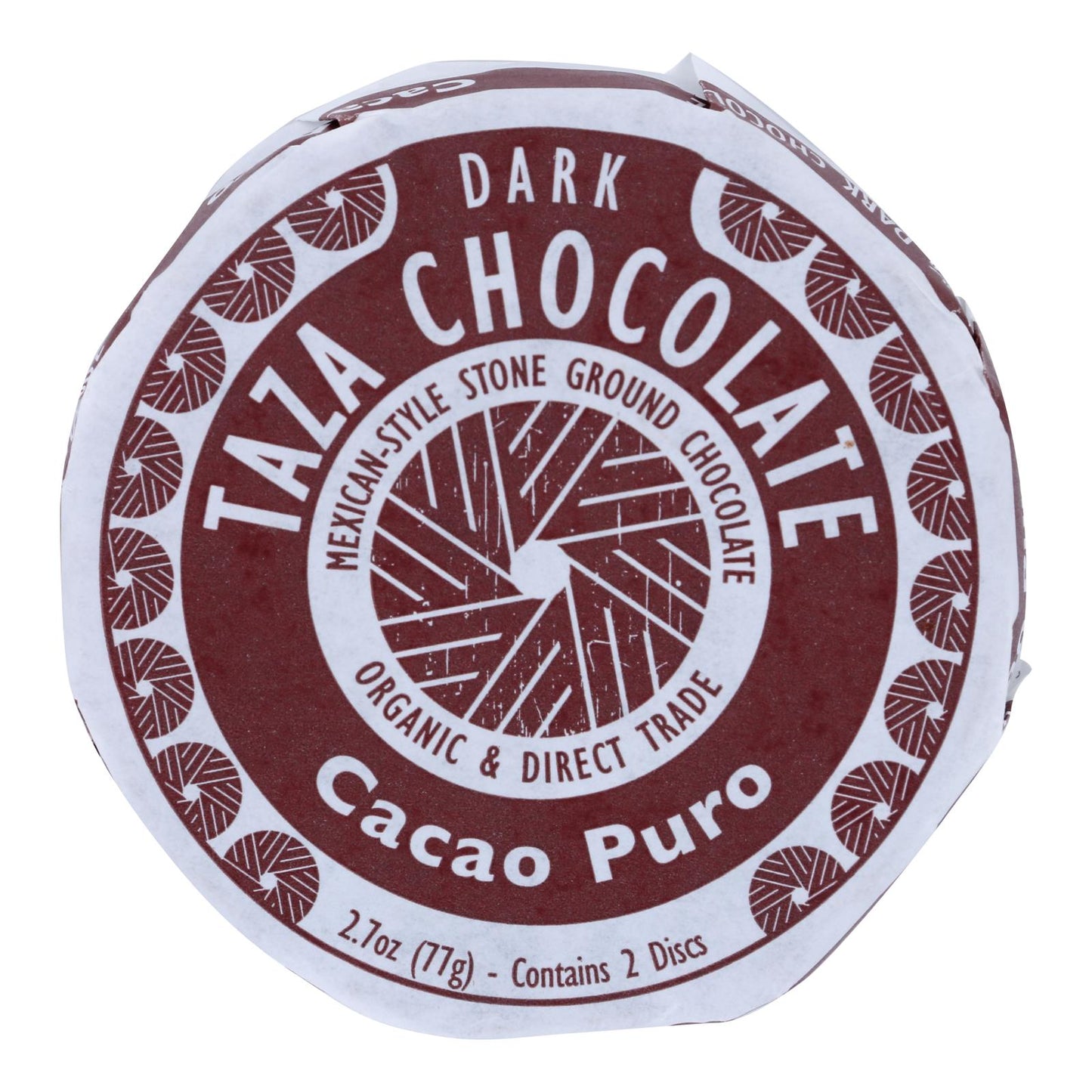 Organic Chocolate Mexicano Discs - 100% Dark Cacao Puro (Pack of 12) - Taza 2.7 Oz