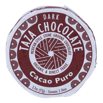 Organic Chocolate Mexicano Discs - 100% Dark Cacao Puro (Pack of 12) - Taza 2.7 Oz