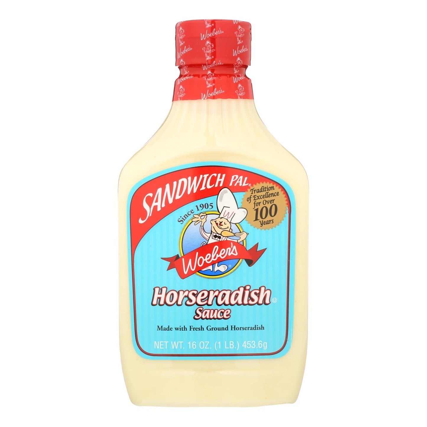 Woeber's Horseradish Sauce, Fresh & Zesty, Gluten-Free, Perfect for Dipping & Grilling, Case of 6, 16 Oz Bottles