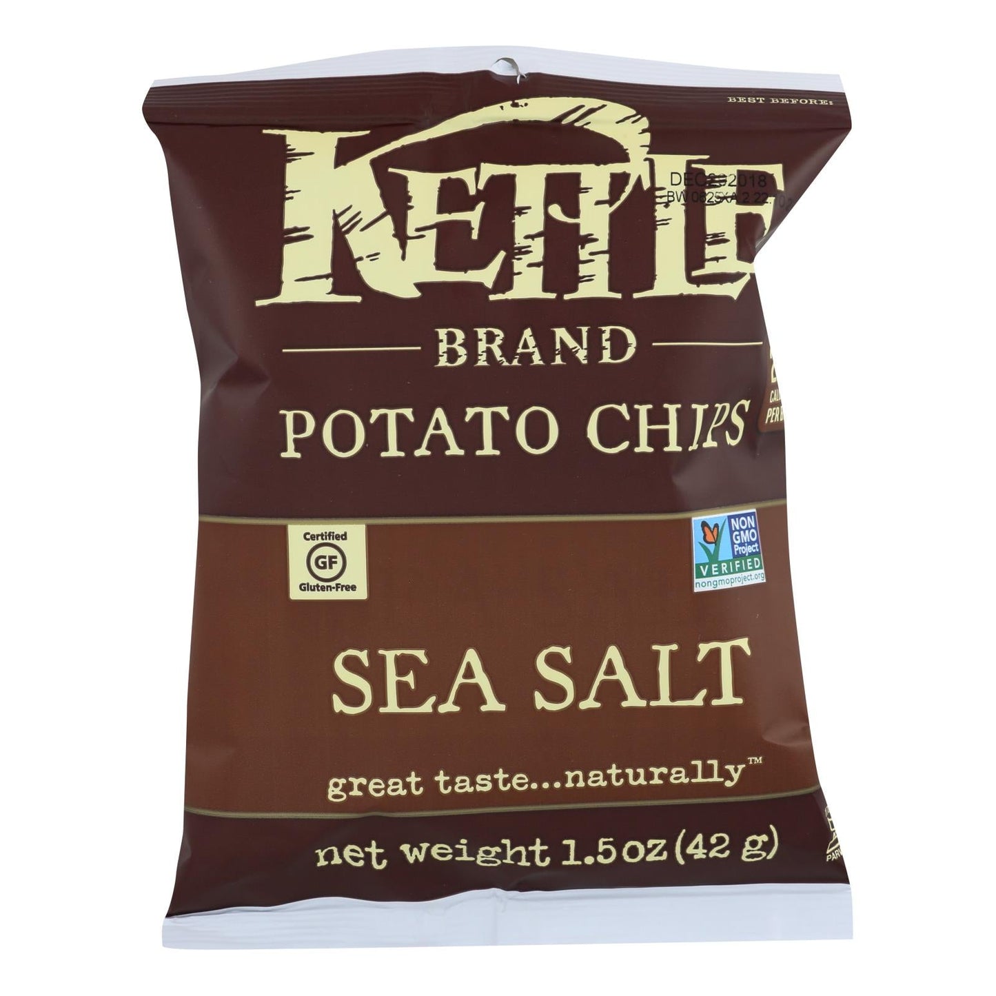 Kettle Brand Sea Salt Potato Chips, 1.5 Oz., Case of 24