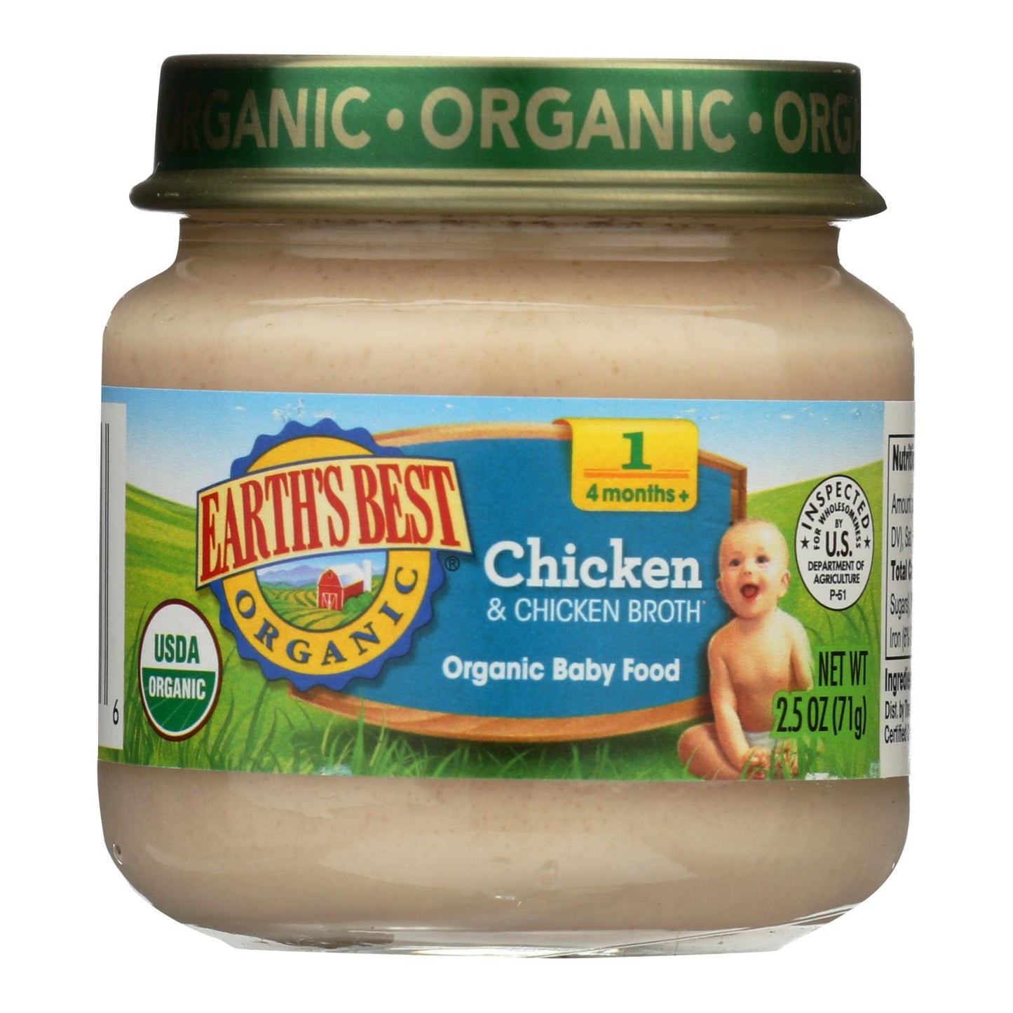 Earth's Best Stage 1 Organic Chicken & Chicken Broth Baby Food (Pack of 10 - 2.5 Oz.)