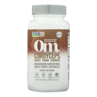 Om Mushroom Superfood Cordyceps Mushroom Capsules, Energy and Endurance Support Supplement, 90 Count