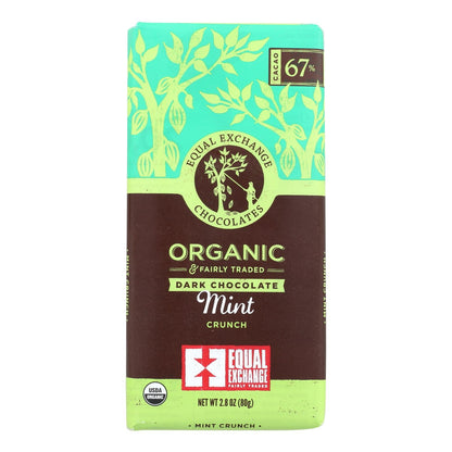 Equal Exchange Organic Dark Chocolate Mint Crunch Bar (Pack of 12) - 2.8 Oz.