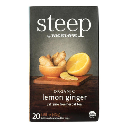 Bigelow Organic Lemon Ginger Herbal Tea, 20 Tea Bags Per Box (Pack of 6)