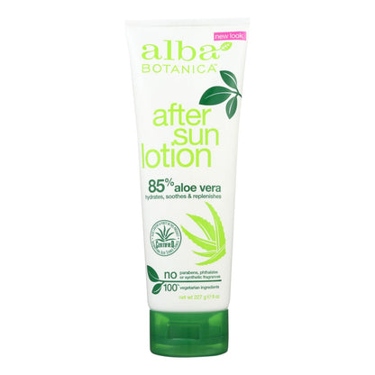 Alba Botanica After Sun Lotion - 85% Aloe for Sunburn Relief, 8 Oz