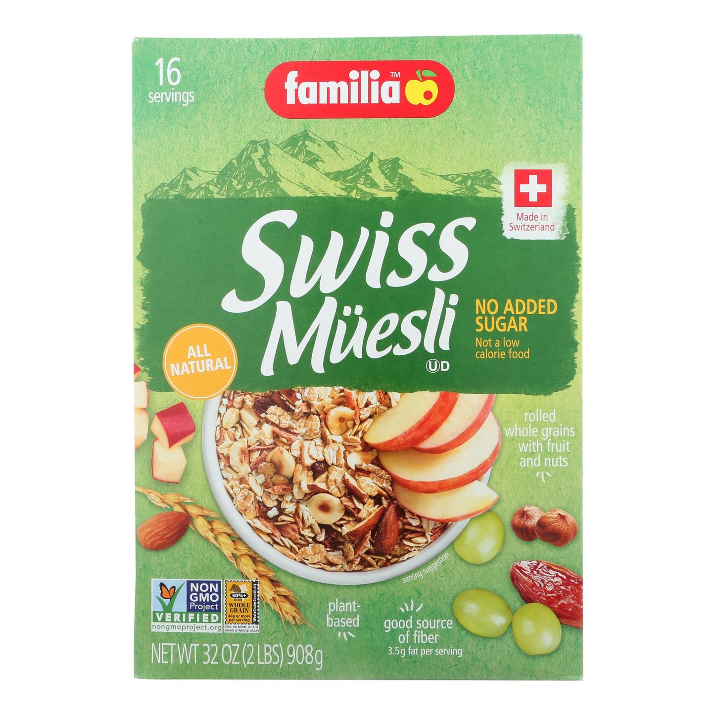 Familia No-Sugar-Added Swiss Muesli, 6 x 29 oz.