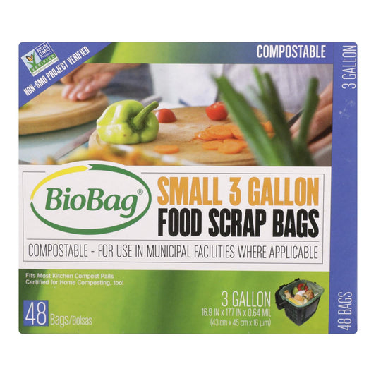BioBag Certified Compostable Food Scrap Bags - 12 Pack, 3 Gallon, 48 Count