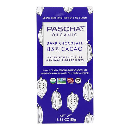 Pascha Bar Chocolate 85% Cacao (Pack of 10) - 2.82 Oz.