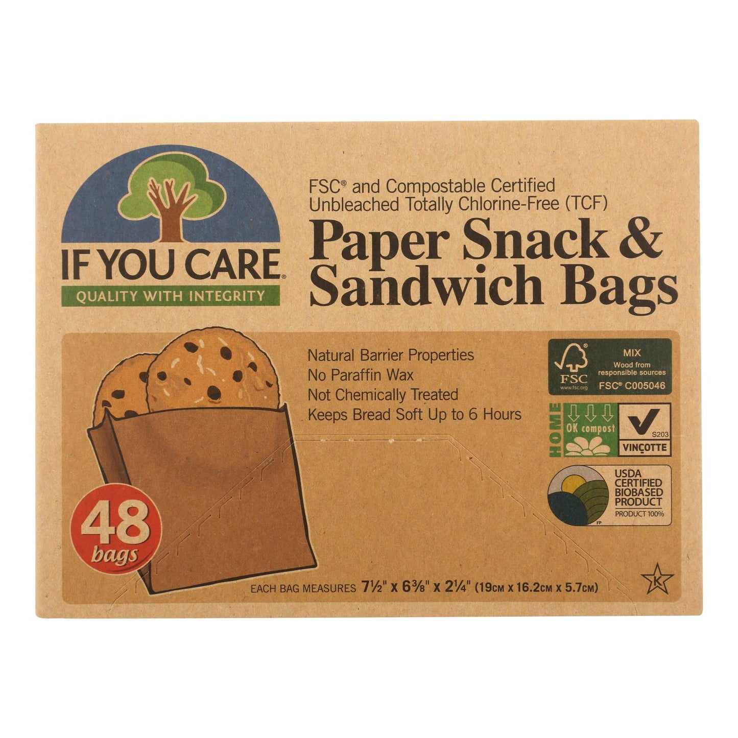If You Care Unbleached Paper Snack & Sandwich Bags (Pack of 48)