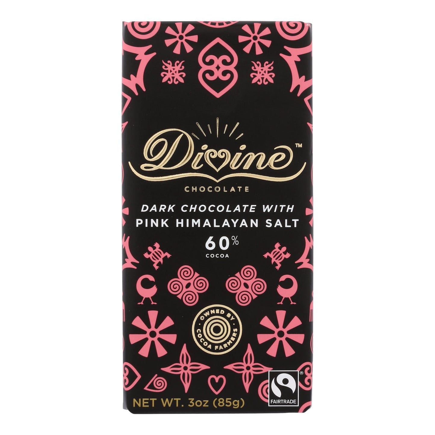 Divine Bar Dark Chocolate Pink Himalayan Salt (Pack of 12 - 3 Oz.)