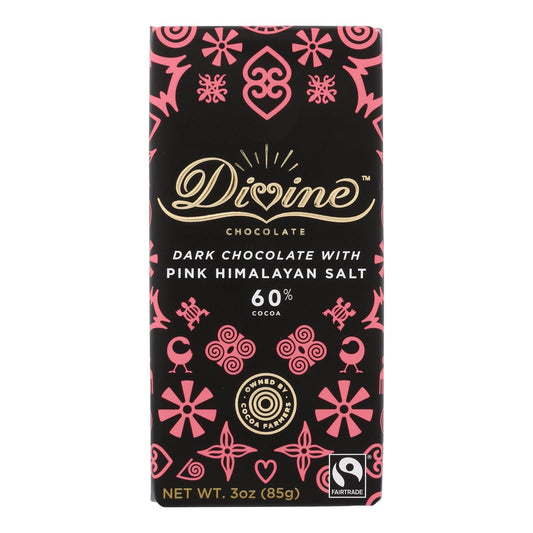 Divine Bar Dark Chocolate Pink Himalayan Salt (Pack of 12 - 3 Oz.)