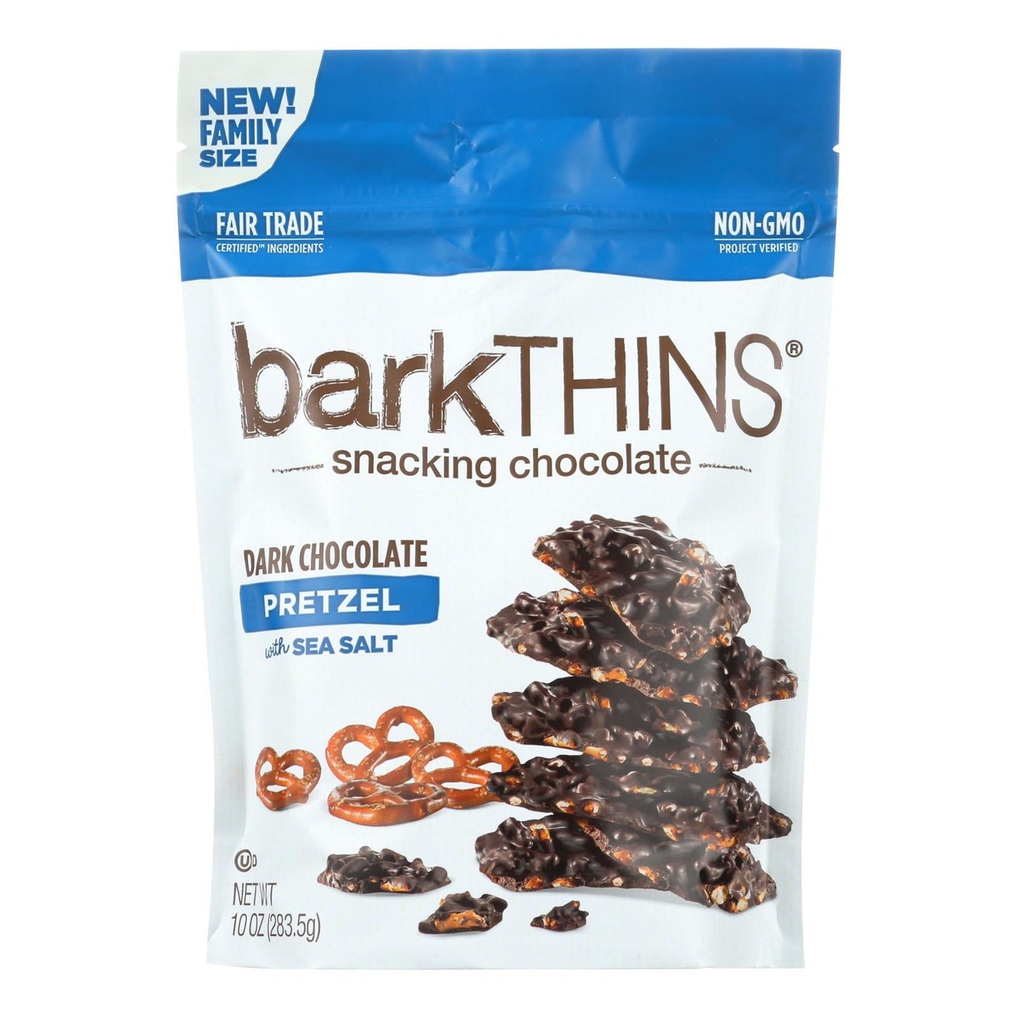 Dark Chocolate Pretzel Bark Thins Snacking (Pack of 9 - 10 Oz. Sea Salt)