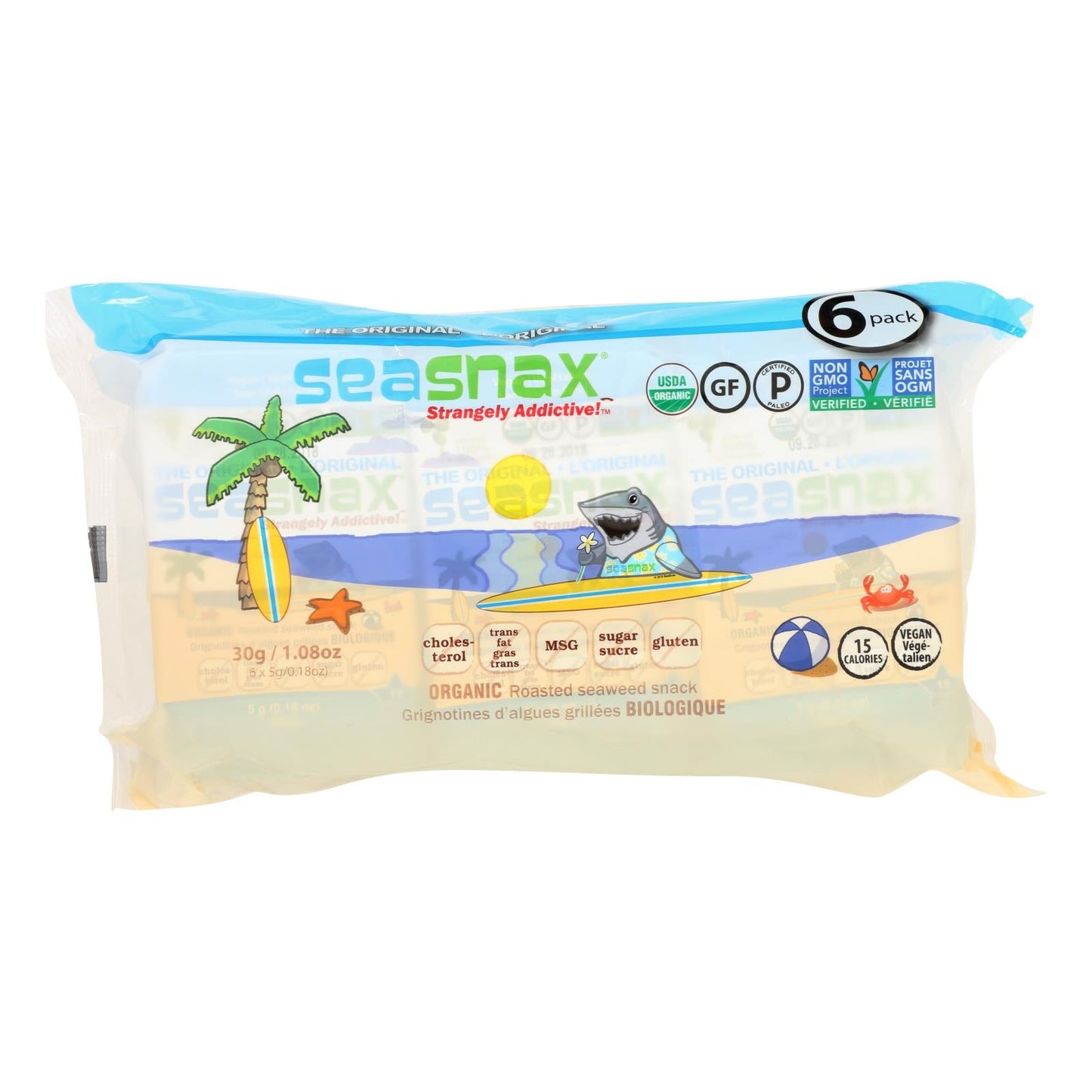 Seasnax Organic Seaweed Snack - Original (12 x 1.08 Oz.)