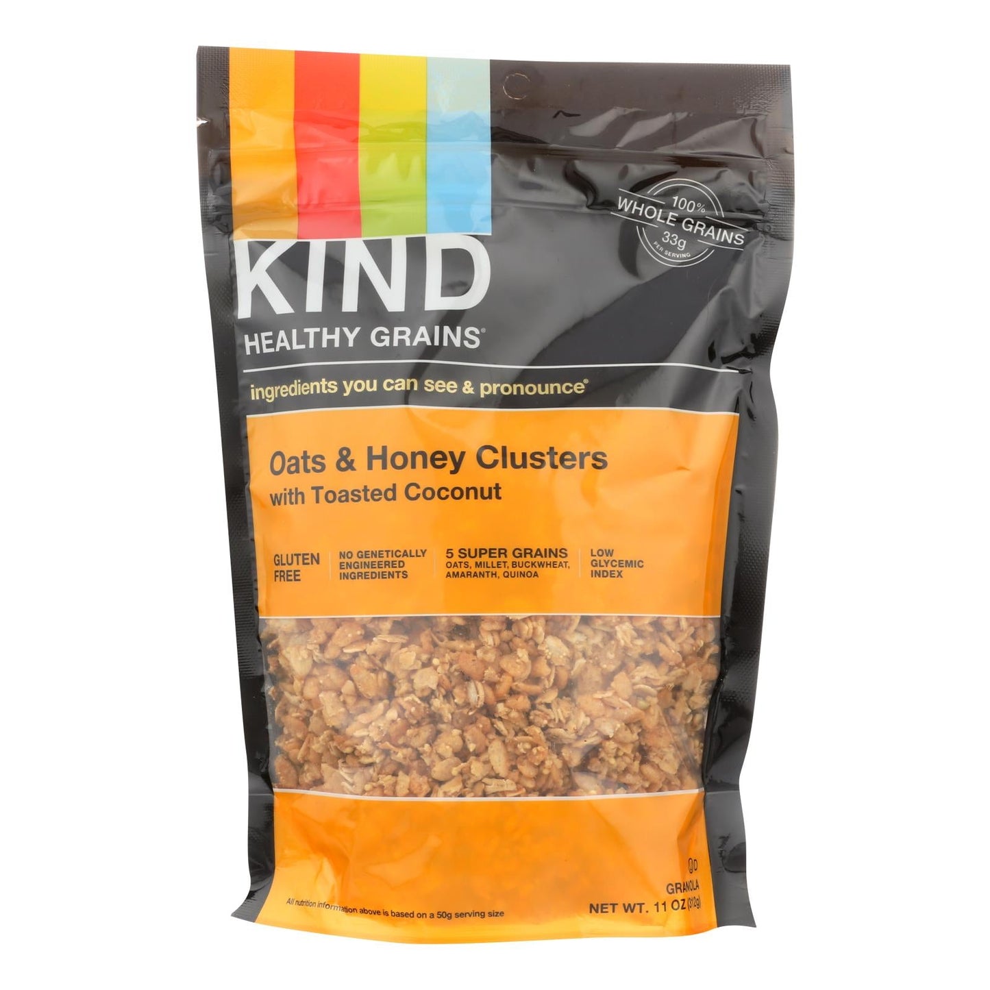 Kind Healthy Grains Oats and Honey Clusters with Toasted Coconut - 11 Oz (Pack of 6)