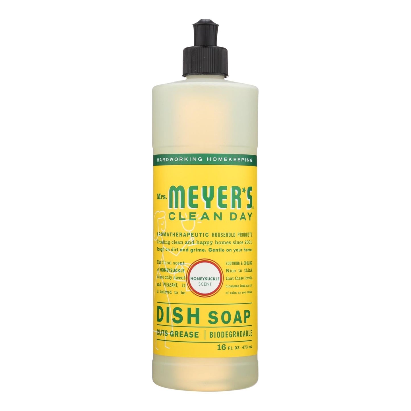Mrs. Meyer's Clean Day Honeysuckle Scented Liquid Dish Soap, Pack of 6, 16 oz Bottles