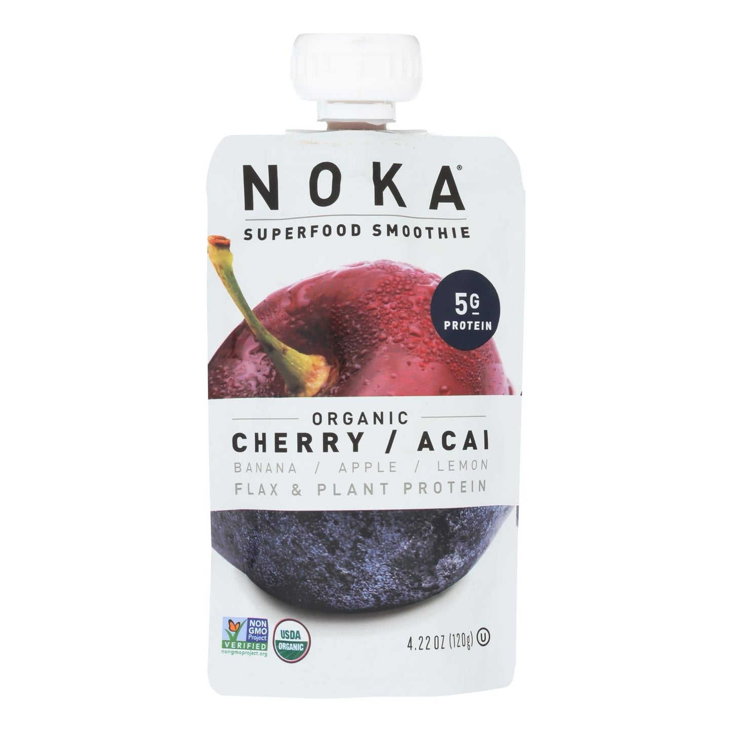 Noka Superfood Smoothie, Cherry Acai — Pack of 24, 4.22 oz. Each
