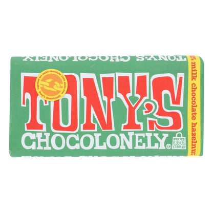 Tony's Chocolonely Milk Hazelnut Chocolate Bar (Pack of 15 - 6.35 Oz.)