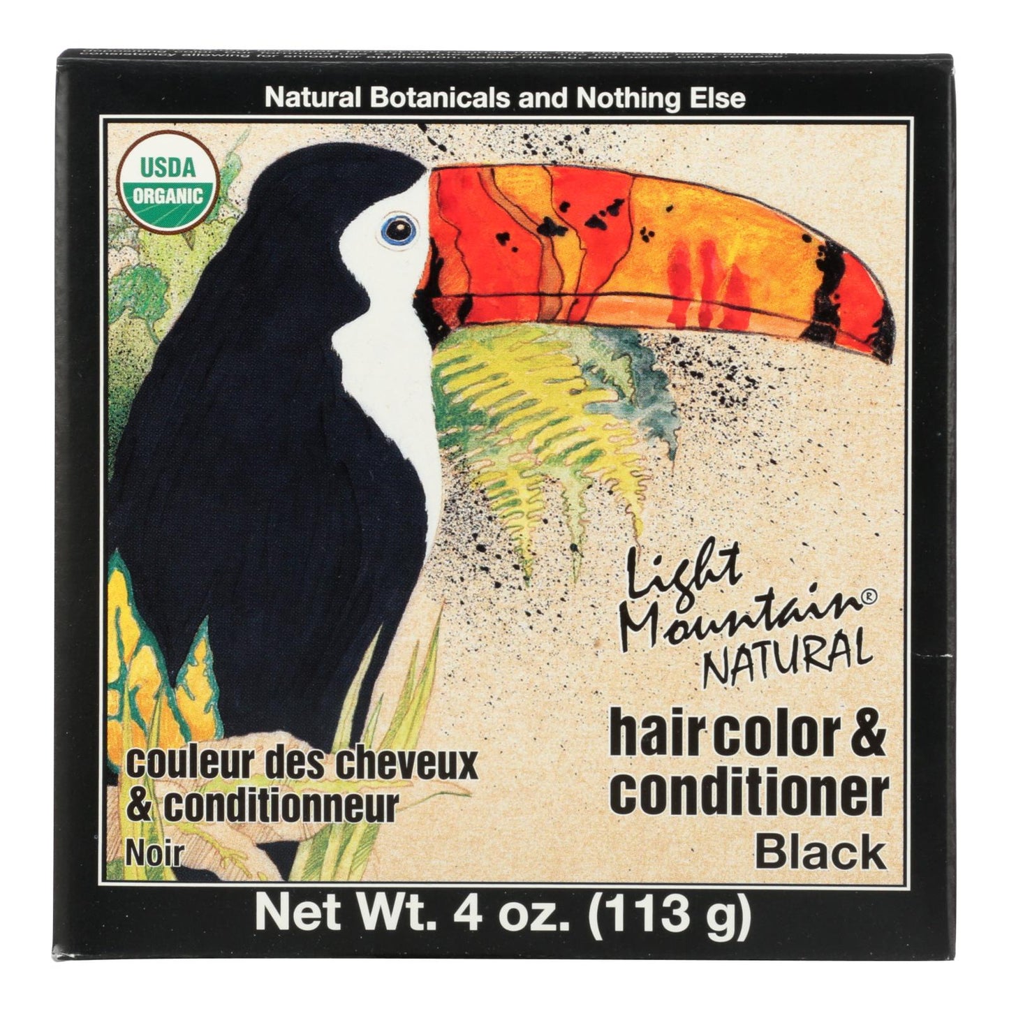 Light Mountain Hair Color/Conditioner, Organic Black, 4 oz, Pack of 3