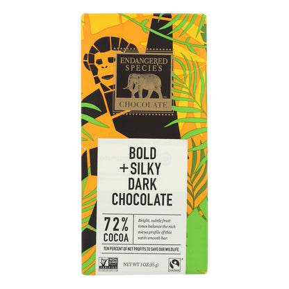 Endangered Species Natural Chocolate Bars (Pack of 12) - Dark Chocolate, 72% Cocoa - 3 Oz.