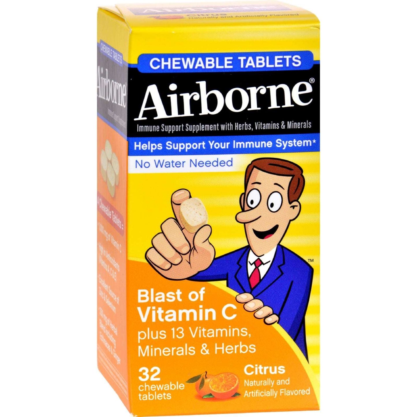 Airborne Citrus Chewable Tablets for Immune Support (32 Count)