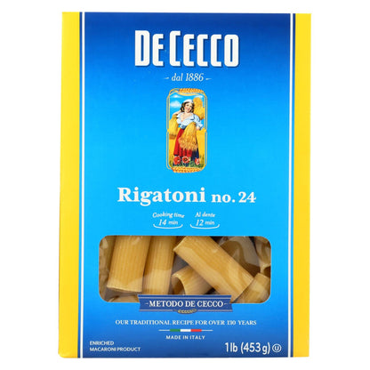 De Cecco Rigatoni Pasta - Authentic Italian Pasta (Case of 12, 16 Oz. Each)