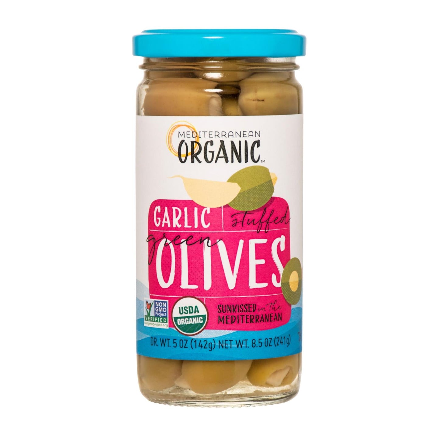 Mediterranean Stuffed Green Olives with Garlic, 12 Pack (8.5 Oz. Each)