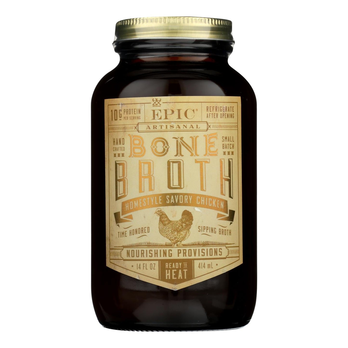 Epic Homestyle Savory Chicken Bone Broth, 14 Fl Oz (Pack of 6)