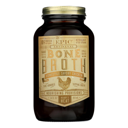 Epic Homestyle Savory Chicken Bone Broth, 14 Fl Oz (Pack of 6)