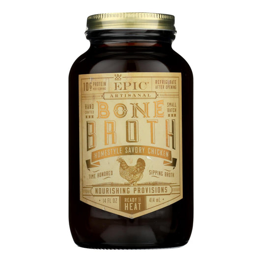 Epic Homestyle Savory Chicken Bone Broth, 14 Fl Oz (Pack of 6)