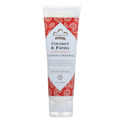 Nubian Heritage Coconut & Papaya Hand Cream for Nourished and Softened Hands (4 Oz.)