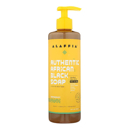 Alaffia African Black Soap with Peppermint - 16 Fl Oz