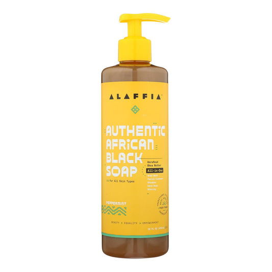 Alaffia African Black Soap with Peppermint - 16 Fl Oz