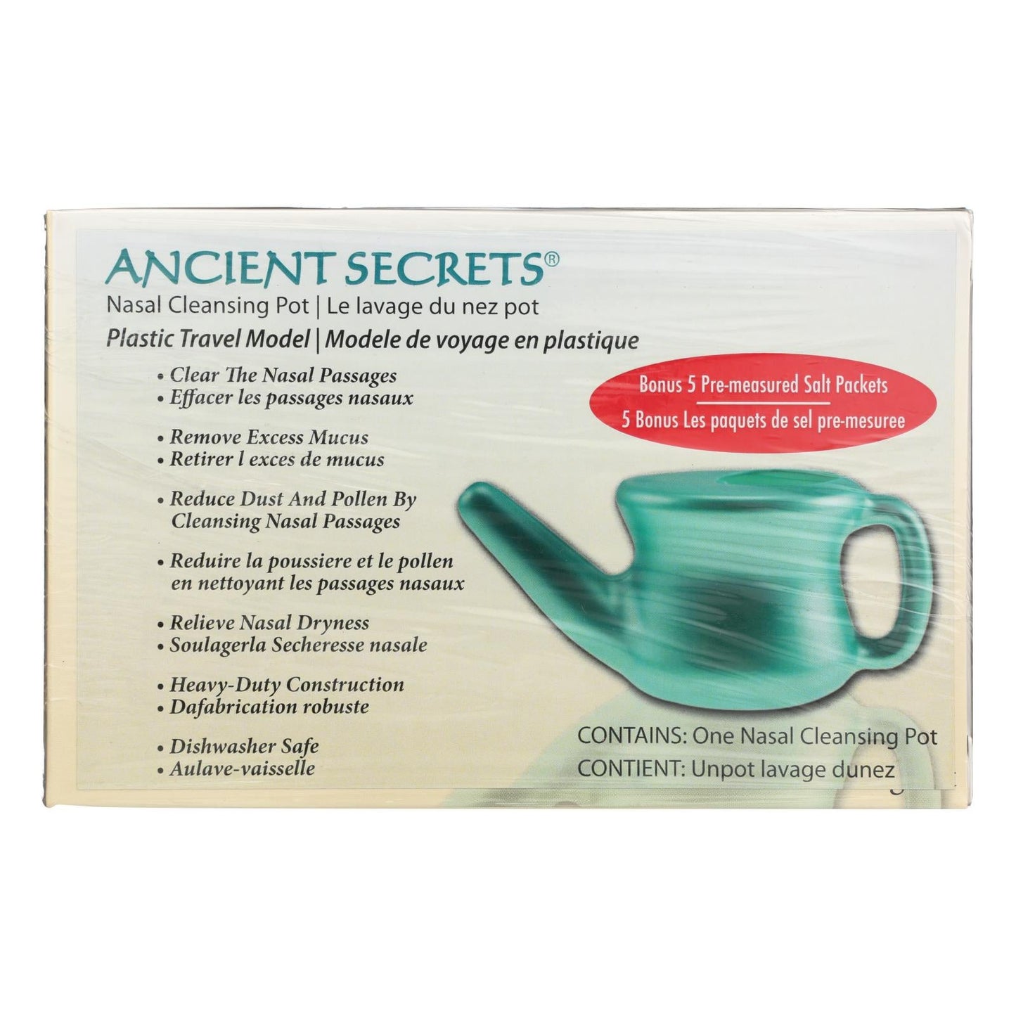 Ancient Secrets Neti Pot - Nasal Cleansing, Plastic