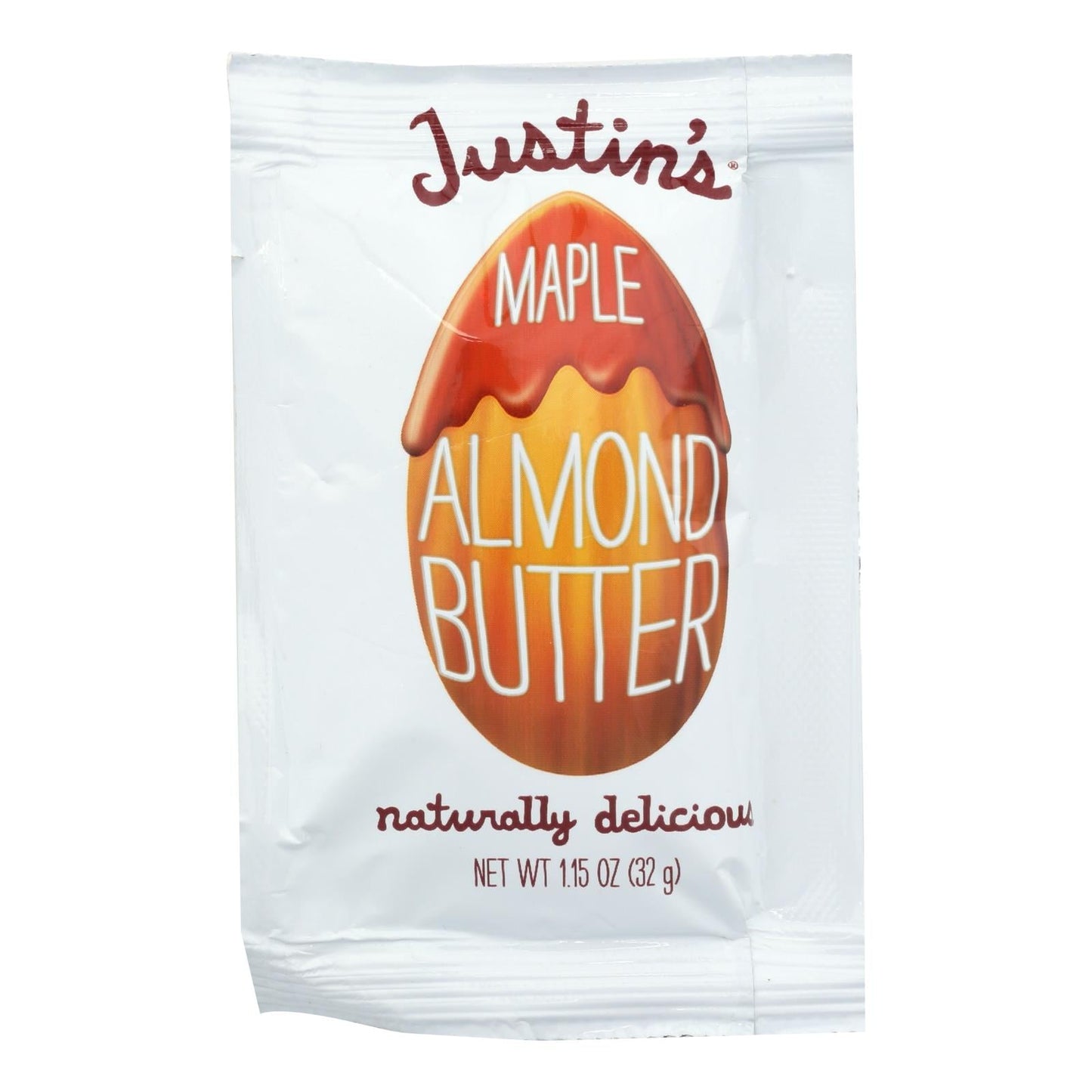 Justin's Unsweetened Maple Almond Butter, Squeeze Packs, 1.15 oz, Pack of 10