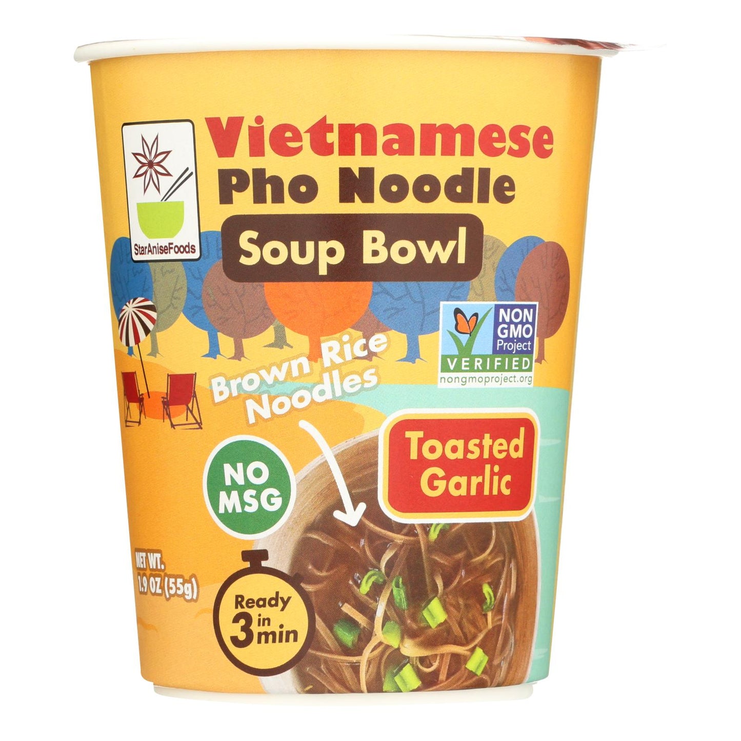 Star Anise Foods Pho Noodle Soup Bowl with Garlic, 1.9 oz, Pack of 6
