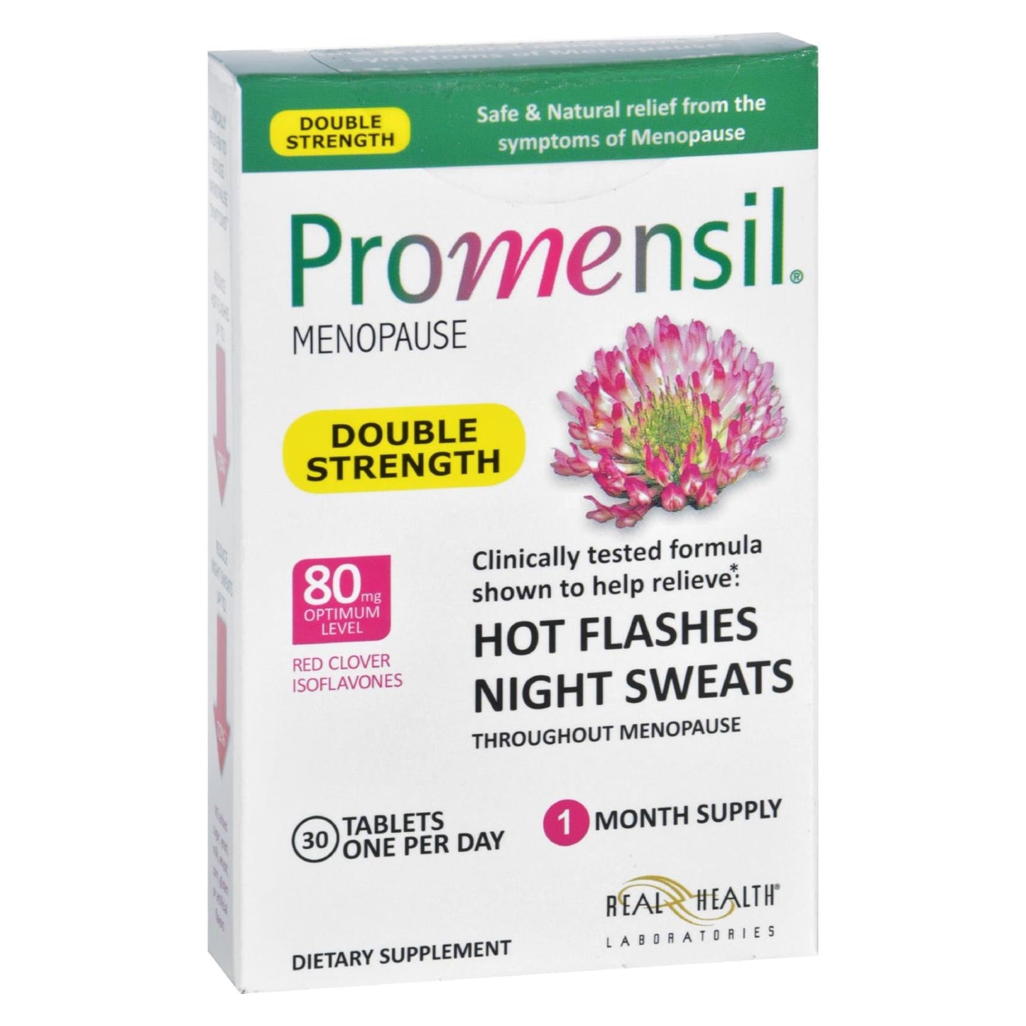 Promensil Menopause Double Strength Relief for Hot Flashes and Night Sweats (Pack of 30 Tablets)