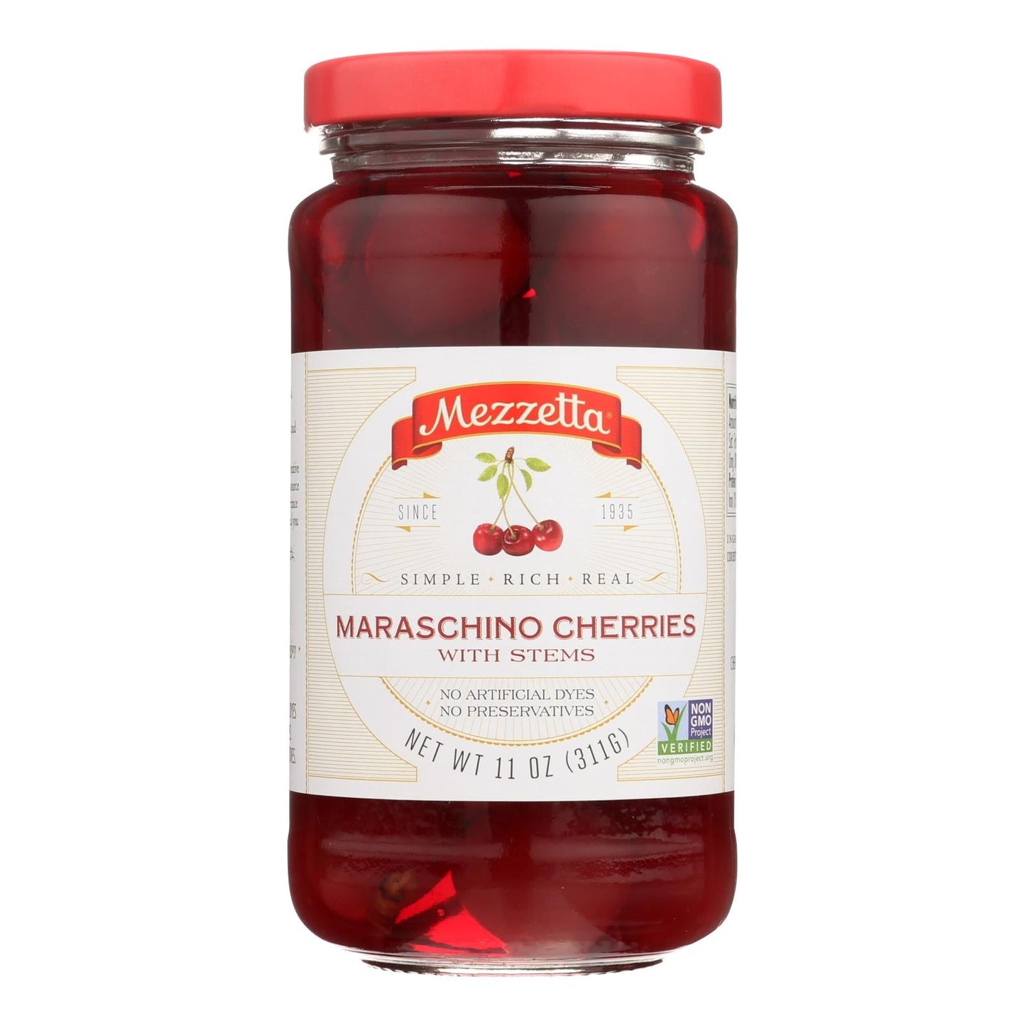 Mezzetta Sweet & Refreshing Maraschino Cherries with Stems, 11 Oz. (Pack of 6)
