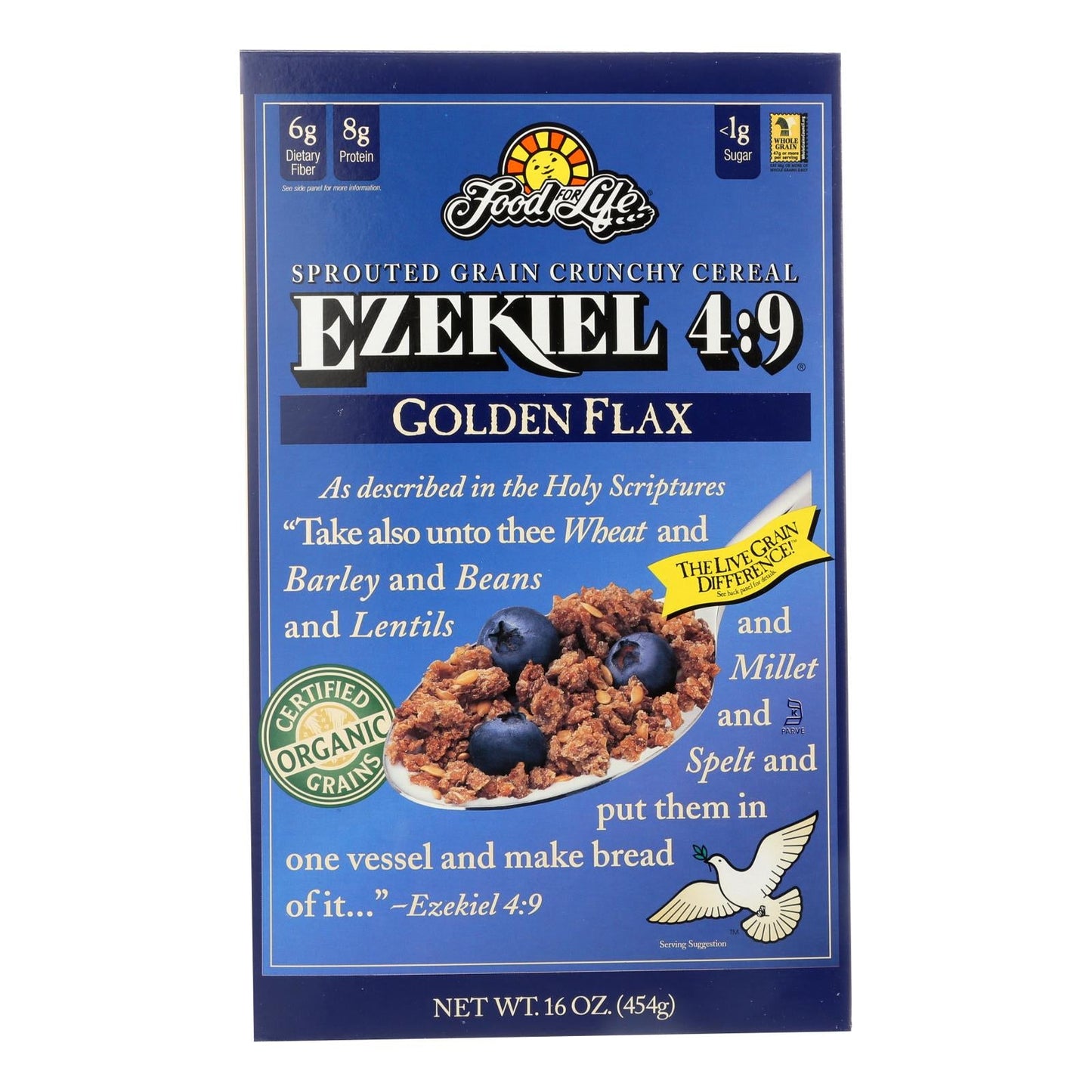 Food For Life Baking Co. Organic Ezekiel 4:9 Sprouted Whole Grain Golden Flax, 6 - 16 Oz. Packs