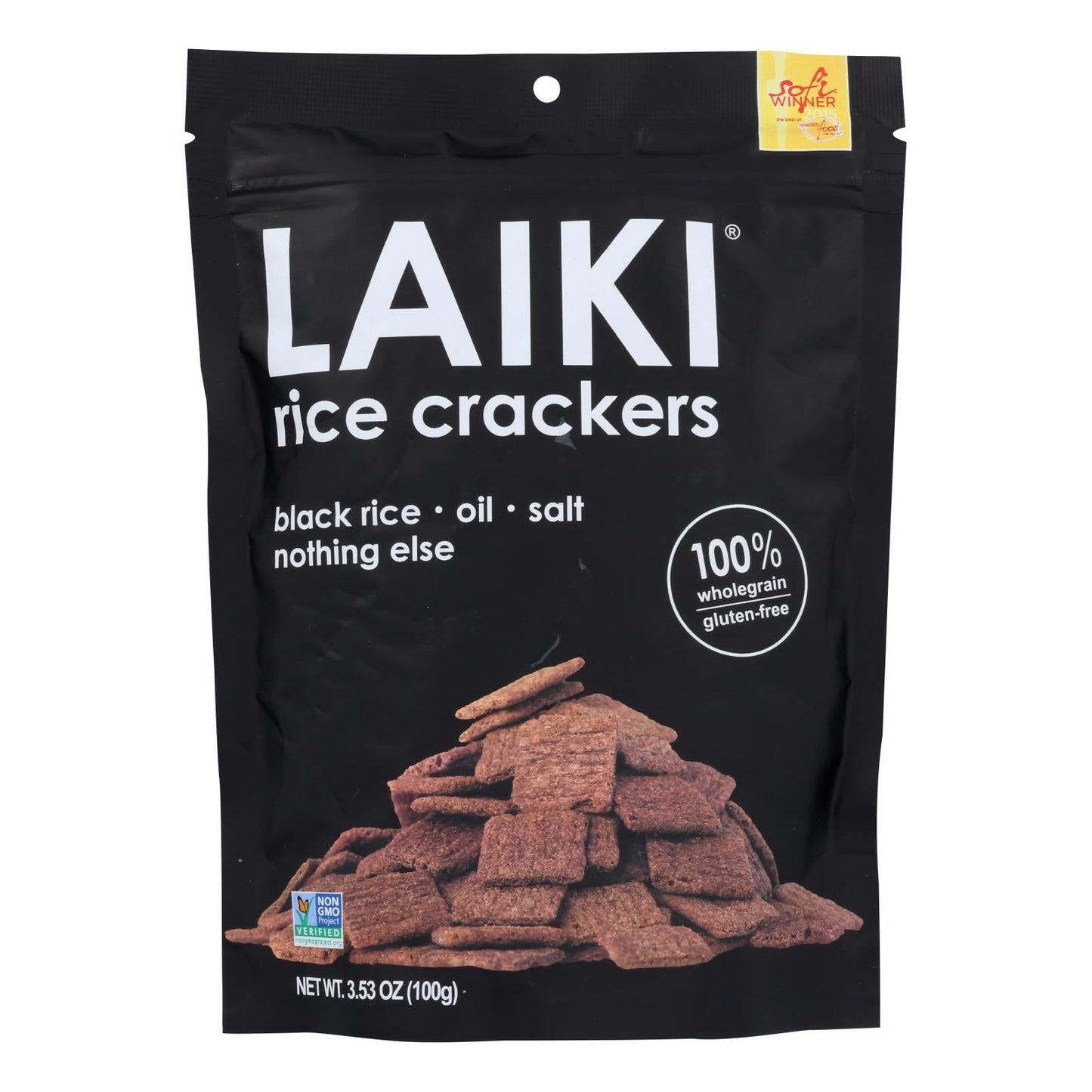 Laiki Black Rice Crackers: Whole Grain, Gluten-Free, Cholesterol-Free (Pack of 8 - 3.5 Oz.)