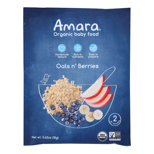 Amara Baby Food Organic Oats N' Berries Variety Pack (Pack of 5) - 0.63 Oz. Each