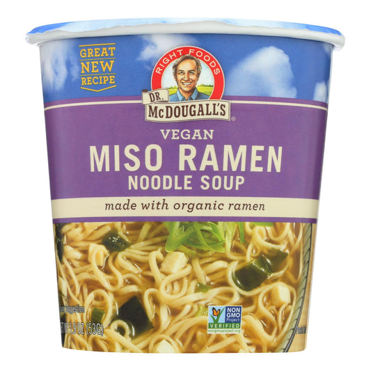 Dr. McDougall's Vegan Miso Ramen Soup Big Cup With Noodles (Pack of 6 - 1.9 Oz. Each)