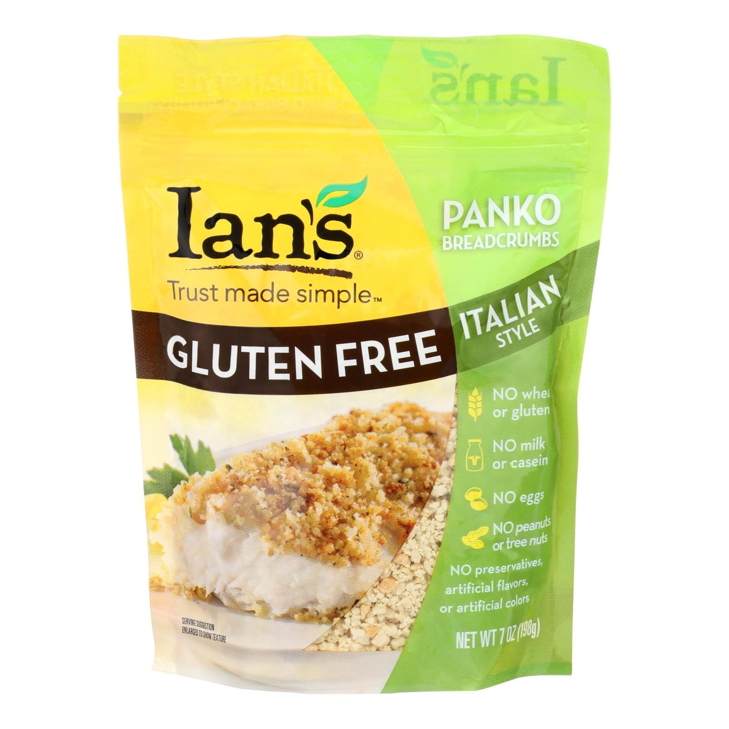 Ians Natural Foods Bread Crumbs - Panko (Pack of 8) - Italian Style - Gluten Free - 7 Oz