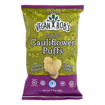 Vegan Rob's Probiotic Cauliflower Puffs, 3.5 Oz. Pack of 12