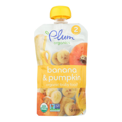 Plum Organics Organic Pumpkin and Banana Baby Food, Stage 2, 6m+, 6-Pack (3.5oz Each)