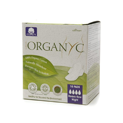 Organyc Nighttime Pads with Wings - Heavy Flow (Pack of 10)