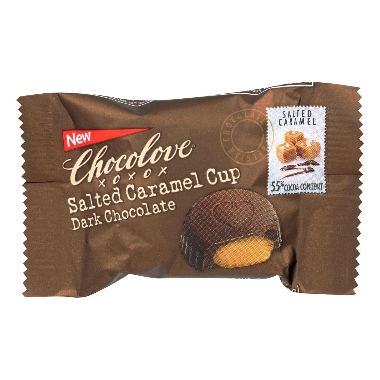 Chocolove Xoxox Salted Caramel Dark Chocolate Bites (Pack of 50) - 0.6 Oz.